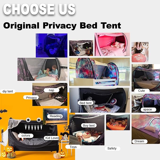 Privacy Pop up Eclipse Bed Tent Bed Drapes (Starry Constellation, Full)