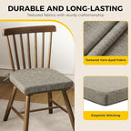 downluxe Indoor Chair Cushions for Dining Chairs, Soft and Comfortable Textured Foam Kitchen Chair Pads with Ties and Non-Slip Backing, 16" x 16" x 2", Khaki, 2 Pack