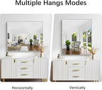 Silver Bathroom Mirror for Wall, 30x36 Inch Rectangle with Metal Frame, Modern Vanity for Bathroom Living Room, Entryway Hangs Horizontal or Vertical