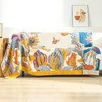 Boho Large Throw Blanket 90" x 98",100% Cotton Soft Sofa Bed Throw-Floral Butterfly Decor Blanket Reversible Bohemian Luxury Throw for Couch Sofa Chair Travel