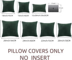 Fancy Homi Set of 2 Dark Green Lumbar Decorative Throw Pillow Covers 12x20 Inch for Living Room Couch Bed, Boho Farmhouse Forest Green Home Decor, Soft Corduroy Corss Patchwork Cushion Case