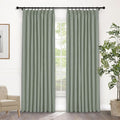 Macochico Pinch Pleated Full Blackout Curtains for Bedroom Living Room Fog Green Linen Curtains Thermal Insulated and Noise Reducing Window Panels with Tieback Shabby Chic Decor 84”Wx84”L 1 Panel