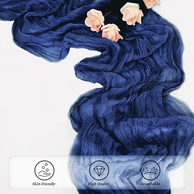 10FT 6 Pack Royal Blue Cheesecloth Table Runner 20 x 120 Inch Long Rustic Gauze Cheese Cloth Table Runner for Wedding Bridal Baby Shower Table Decorations Boho Fabric Sheer Birthday Party Table Decor