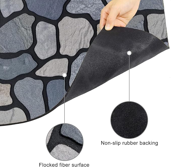 CHICHIC Welcome Door Mat 18X 30 Inch Front Doormat Outdoors for Home Entrance Outdoors Mat for Outside Entry Way Doormat Entry Rugs, Heavy Duty Non Slip Rubber Back Low Profile, Stone