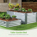 Land Guard Metal Raised Garden Bed for Gardening, 6x3x1.5ft Galvanized Raised Garden Bed, Planter Boxes Outdoor for Vegetables, Fruits and Flowers (Silver)