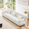 Modular Sectional Sofa Cloud Couch 3-Seater Deep Seat Sofa Couch, Oversized Couch Bed Sectional Couch with Round Bolster Armrests 5 Pillows, Modern Sofa Chair Comfy Couch(White)
