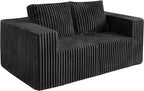Modular Sectional Sofa 2 Seater Loveseat Modular Couch with Deep Seat Memory Foam Cloud Chair with Pillows Oversized Sectional Sofa for Living Room Bedroom (Strip Grey, Loveseat)