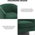 Swivel Barrel Accent Chair, Modern Round Corduroy Fabric Arm Chair for Living Room, Bedroom, Comfy Club Reading Chairs for Adults, Corduroy Dark Green