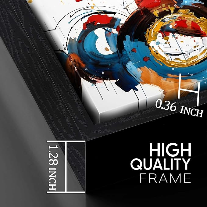 Abstract Wall Art With Black Wood Frames Large Canvas Prints Modern Living Room Bedroom Home Office Wall Decor Framed Colorful Circle Abstract Picture Ready to Hang Size 30x60