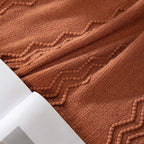 MIULEE Knitted Boho Throw Blanket for Couch Textured Knit Terracotta Rust Blanket with Tassels Cozy Woven Farmhouse Blanket for Sofa Bed Chair Wave Pattern Fall Decor 50"x60", Orange