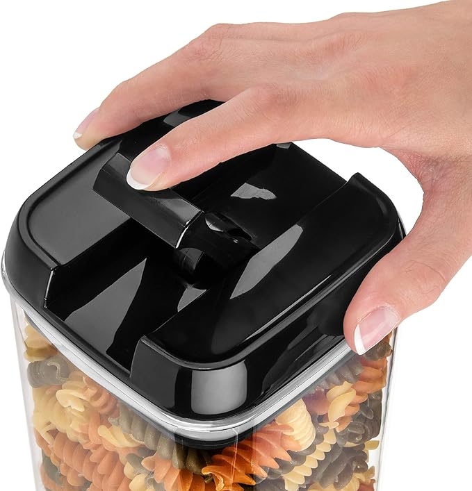 Shazo Airtight Food Storage Containers with Lids - 6 PC BPA Free Clear Plastic Cereal Containers with Easy Lock Lids for Kitchen and Pantry Organization for Snacks and Pasta - 1.2 L