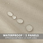 HolidayIdeas 4 Panels Linen Outdoor Curtains for Patio Waterproof Cream Outside Curtains 110"x95"-Indoor/Outdoor Gazebo Wide Curtains Weatherproof, Privacy for Pergola, Porch, Cabana, Livingroom