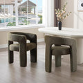 Green Sherpa Dining Chairs Set of 2, Modern Barrel Dining Room Chairs Upholstered Faux Fur Accent Chair with Arms and Round Back for Living Room Kitchen Armchair No Assembly Needed