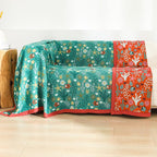 Boho Throw Blanket, 100% Organic Cotton Skin-Friendly Breathable Ultra Soft Bed Quilt Throw - All Season Blue & Red FishFarmhouse Decor Blanket for Sofa Couch Chair and Gift. 60" x 80"