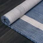 Bordered Outdoor Rug 5x7 Washable Outside Carpet for Indoor Patio Porch Waterproof Easy Cleaning Non Shedding Area Rugs Blue 5 x 7