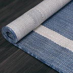Bordered Outdoor Rug 9x12 Washable Outside Carpet for Indoor Patio Porch Waterproof Easy Cleaning Non Shedding Area Rugs Blue 9 x 12