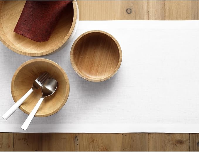 Solino Home Linen White Table Runner 48 Inches - 100% Pure Linen Small Table Runner 14 x 48 Inch Ideal for Dresser and Coffee Tables - Fall, Autumn, Halloween, Thanksgiving - Fete