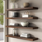 Floating Shelves for Wall, USA-Sourced Walnut Wood 36 Inch Long Wall Shelves Set of 2, Natural Wooden Wall Mounted Picture Ledge Shelf, Nursery Book Storage Shelf Kids Bookshelf, Display Shelf