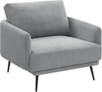 Oversized Accent Chair for Living Room Chairs Reading Arm Chair Comfy Modern Single Sofa Side Chairs with Metal Legs & Soft Cushion for Bedroom, Balcony,Waiting Room (Polyester, Grey)