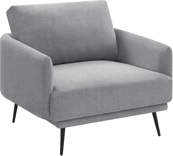 Oversized Accent Chair for Living Room Chairs Reading Arm Chair Comfy Modern Single Sofa Side Chairs with Metal Legs & Soft Cushion for Bedroom, Balcony,Waiting Room (Polyester, Grey)