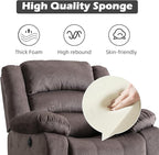 EBELLO Classic Power Recliner Chair, Oversized Electric Reclining Chair with Overstuffed Cushion and Back, Soft Fabric Adults Single Recliner Sofa for Living Room, Brown