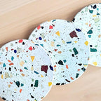 Terrazzo Drink Absorbent Coasters with Holder Set of 6, Ceramic Coaster for Drinks, Coffee Table Decor, Water Absorbing Stone Coaster for Drinks (Mosaic)