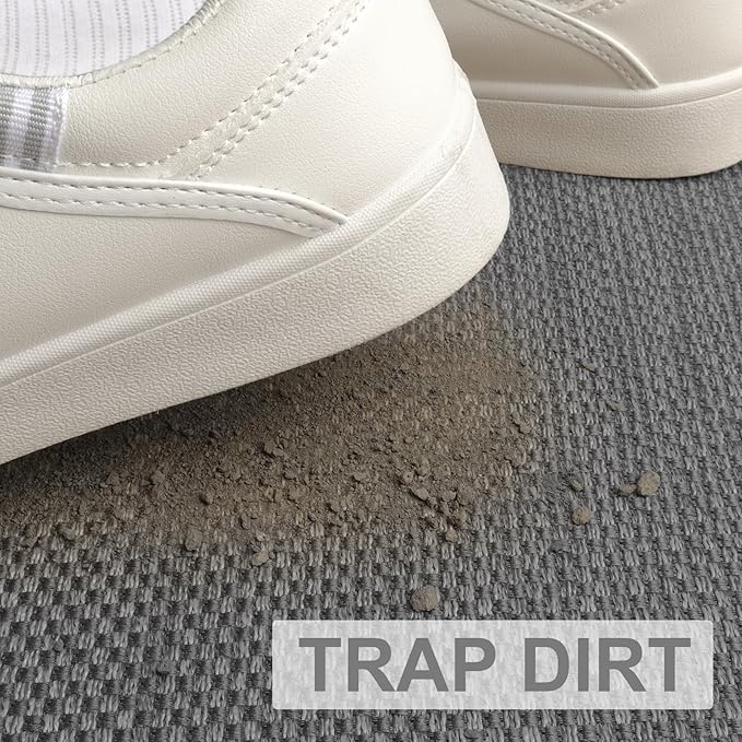 LEKEEPGO Door Mat 24"x47", Non Slip Door Mat Indoor Entrance, Rubber Backing Front Indoor Door mat Washable Absorbent Low-Profile Entryway Entry Resist Dirt Inside Door Mats, Light Grey