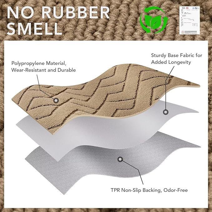 hicorfe Front Door Mat Outside Entrance,36"x59" Absorbent Muddy Dirt Resist Welcome Door Mats Outdoor Indoor,Stain and Fade Resistant,Non Slip Backing Entry Mat Doormat for Entryway(Brown)