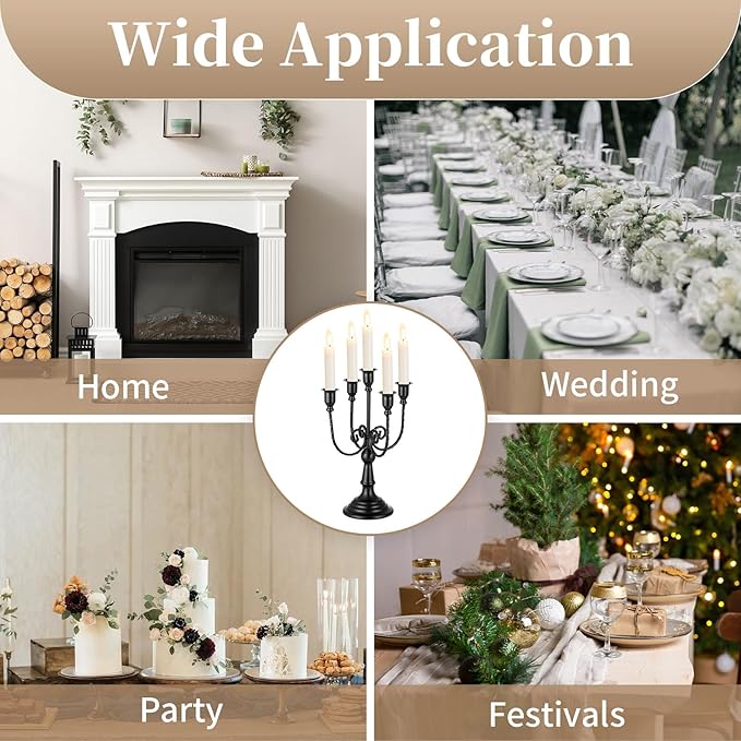 Sziqiqi Black Candelabra Candle Holder - Candle Holders for Candlesticks Set of 2 Metal Candelabrum Stand for Wedding Christmas Table Centerpieces Decor