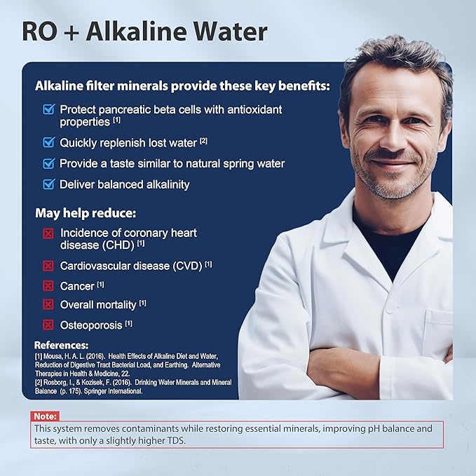 iSpring RCC7AK, NSF Certified, 75 GPD, Alkaline 6-Stage Reverse Osmosis System, pH+ Remineralization RO Water Filter System Under Sink, Patented Top-Mounted Faucet Design for Easy Installation