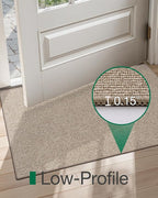 LUMI Indoor Door Mat 17"x30", Ultra Thin Low Profile Non-Slip Doormat for Home Entrance, Absorbent & Stain-Resistant Welcome Mats, Washable Entryway Mat for Front Door, Patio, Porch, Khaki