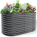Land Guard 6x3x3ft Oval Galvanized Raised Garden Beds, Large-Capacity Metal Planter Box Outdoor, Durable Deep Raised Garden Bed 3ft Tall, Raised Beds for Gardening Vegetables, Dark Grey