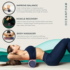 Oceanfoam Tidal Roller - Red, Dark Navy & Natural Marbled - Muscle Massage Foam Roller for Back Pain & Stretching - Firm & Ergonomic Wide Wave Textured - Yoga, Athletics, Wellness - Full Size 20" x 5"
