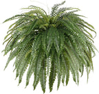 Single Silky 50" Artificial Fern Plant, Large Fake Fern with 100Fronds, Realistic Faux Boston Fern Bush for Outdoors & Indoor, Silk Greenery for Planter, Garden, Office, Home Décor