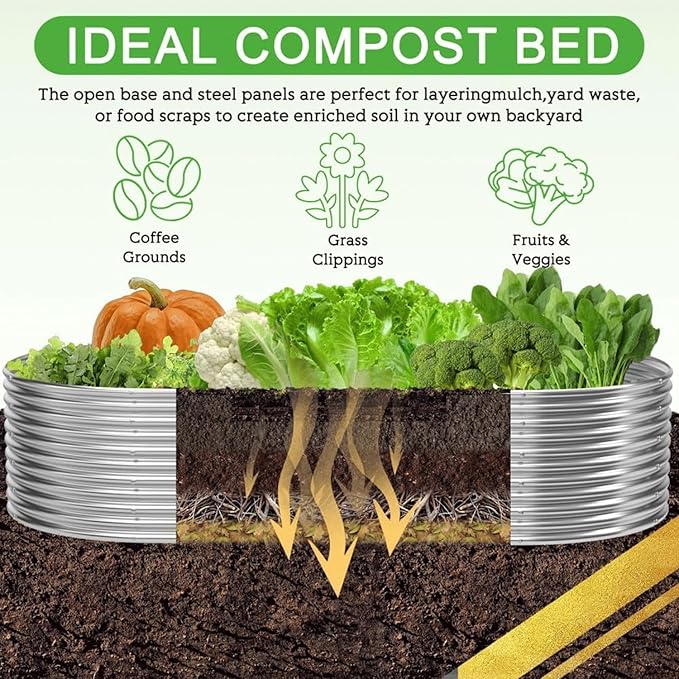 2 Pack 4x2FT Tall Galvanized Raised Garden Bed Outdoor,Metal Garden Bed for Vegetables,Steel Raised Beds for Gardening,Above Ground Garden Box for Flower