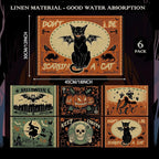 Umigy 6 Pcs Halloween Placemats 12"x18" Gothic Bat Placemats Kitchen Decoration Washable Witch Place Mats Rectangle Skull Table Mats for Halloween Dining Table Accessories(Scary)