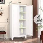 Metal Pantry Cabinet, Kitchen Pantry Storage Cabinets with 2 Door and 3 Adjustable Shelves, White Kitchen Pantry Cabinet, Freestanding Cupboard for Dining Room Living Room Bathroom