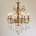Vintage 6 Arms Crystal Chandelier Candle Light Fixture for Dining Room Living Room Bedroom Hallway Entryway Antique Gold Finish (23"-6 Lights)