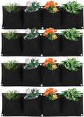 Atyhao Vertical Hanging Outdoor Wall Planter 4Pcs 4 Pocket Plant Grow Bag Wall Mounted Reusable Degradable Felt Garden Planter Herbs, Succulents Artificial Pl or Flowers. (Black)
