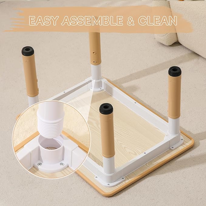 Height-Adjustable Kids Table and Chairs, 31.5''L x 23.6''W Toddler Table and 4 Chairs Set with Anti-Slip Foot Covers, Children Activity Table for Ages 2-10, Graffiti Desktop