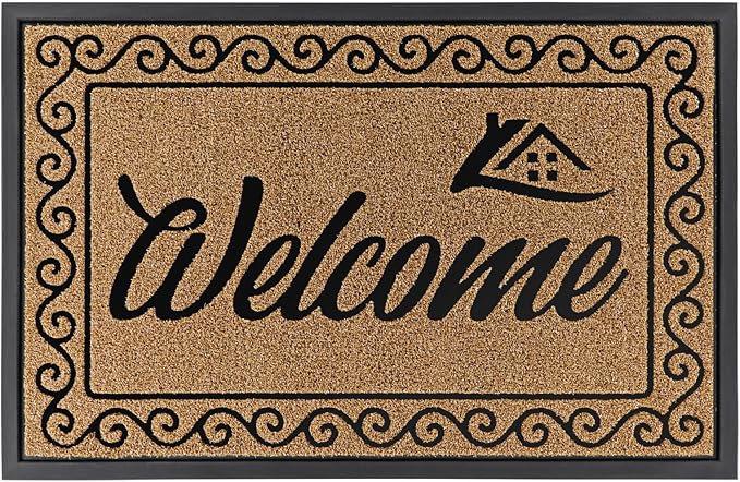 Yimobra Welcome Mat, Heavy Duty Sturdy Door Mats for Home Entrance Outdoor Indoor, Front Doormat for Outside Patio Floor Entry Porch Garage Office, Waterproof, Low Profile, 47X32 Inches, Yellow