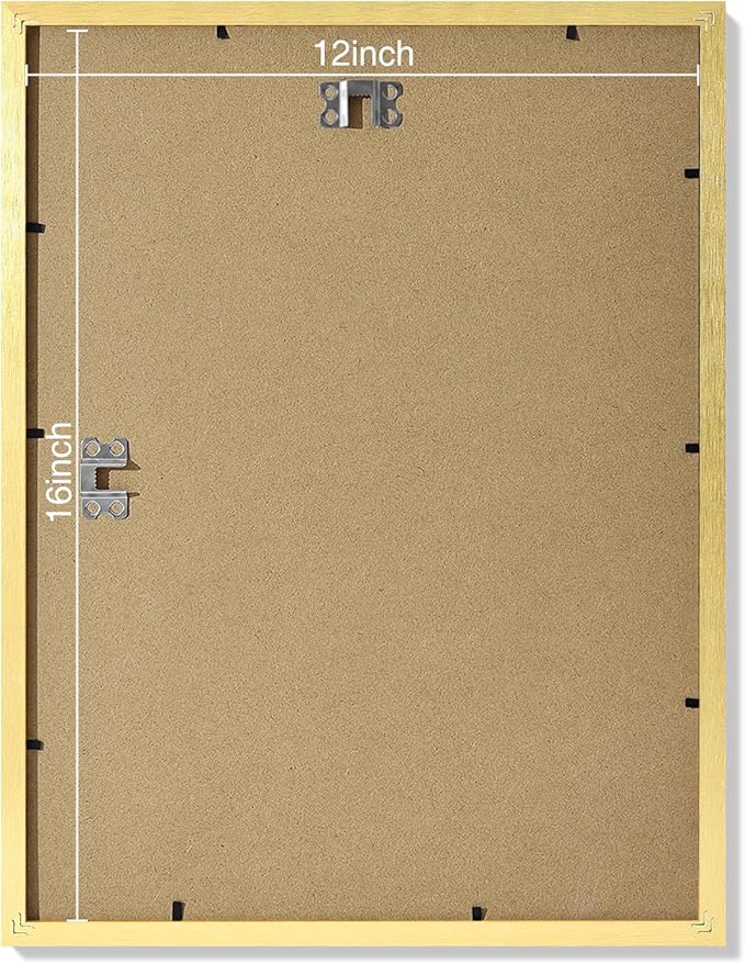 Vittanly 12x16 Picture Frames Set of 9, Shatter Resistant Plexiglass, Display 11x14 Pictures with Mat or 12x16 without Mat, Photo Frames for Wall Mount, Engineered Wood, Gold