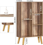 5 Cube Small Bookshelf - 3 Tier Mid-Century Modern with Legs