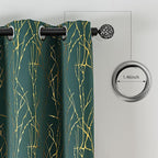 Grommets Blackout Long Window Curtains Green Gold-52W*95L 2PCS Drapes for Bedroom