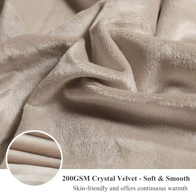 XeGe Luxury Faux Fur Throw, Soft 50x60 Fluffy Blanket, Shaggy Plush Decorative Couch Blanket, Winter Fall Cute Fuzzy Furry Lap Throw for Office Bedroom Living Room Khaki