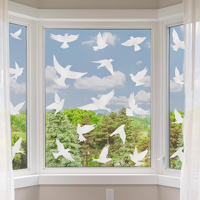 9 Sheets Bird Window Clings, Protect and Save Bird Strikes Window Stickers, Glass Door Stickers Decals, Stop Birds Flying into Windows Accessories Home Decorations