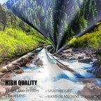 Nature Forest Mountain Tapestry Green Pine Tree Stream Tapestry White Clouds Flowing River Valley Landscape Scenery Tapestries Wall Hanging for Bedroom Dorm Living Room Office Classroom 80 x 60 Inch