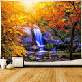 Delur Waterfall Tapestry Forest Nature Scenic Tree Mountain Sunset Tapestry Wall Hanging Natural Landscape Sunrise Headboard for Bedroom Living Room Home Decor (59.1" x 78.7")