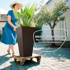 Outsunny Tall Planters for Outdoor Plants Set of 3, 28 in Taper Planters with Drainage Holes, Indoor Grande Plant Pots, Front Porch Decor, Brown