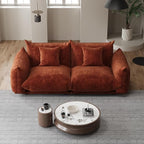Modern Minimalist Chenille Modular Sectional Sofa, Oversized Couch and Loveseat Set with Thick Cushions, Upholstered Sofa for Small Spaces, Living Room, Bedroom, Office, Apartment(Orange,75" Loveseat)